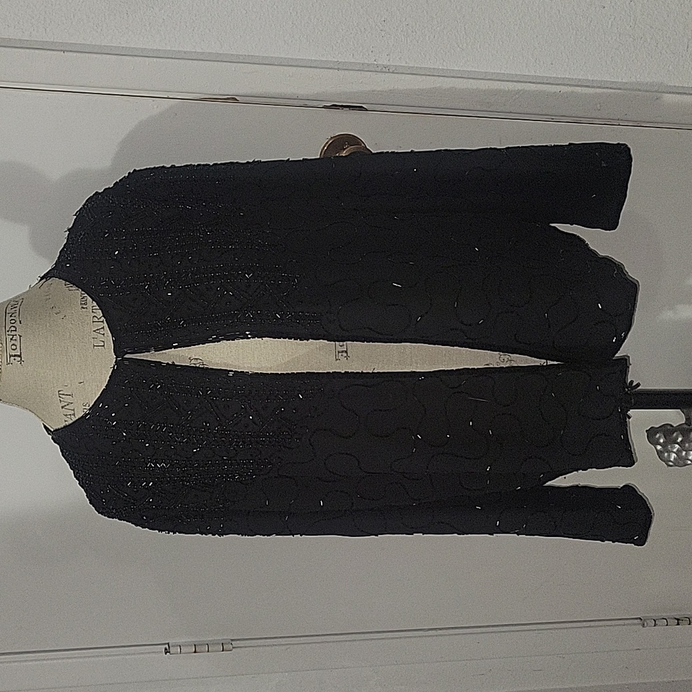 JMD Black Sequin and Beaded Evening Jacket
